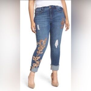 Melissa McCarthy Seven7 Sequin Appliqué Skinny Jeans Size 26W New